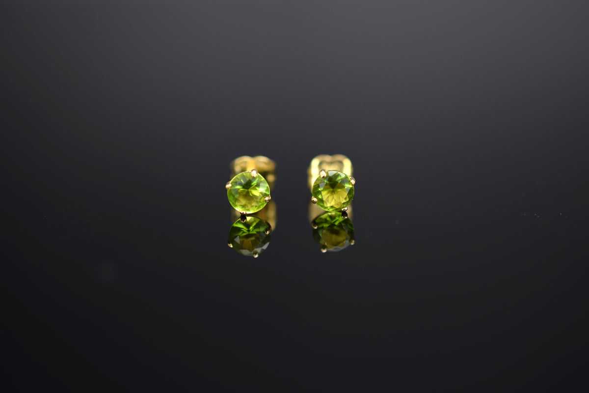 Ohrstecker Zirkonia grün - 585er Gelbgold