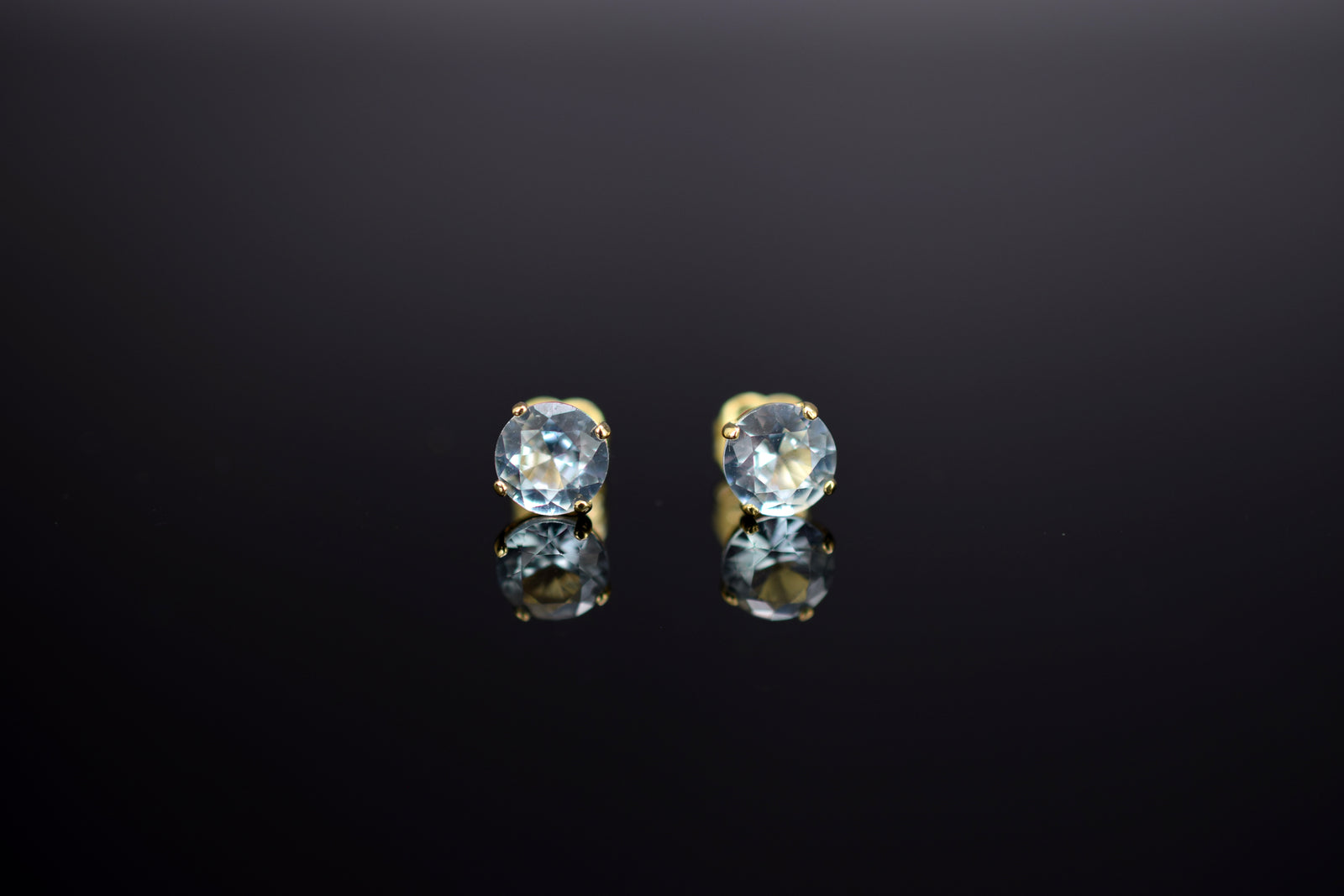 Ohrstecker Zirkonia aqua - 585er Gelbgold