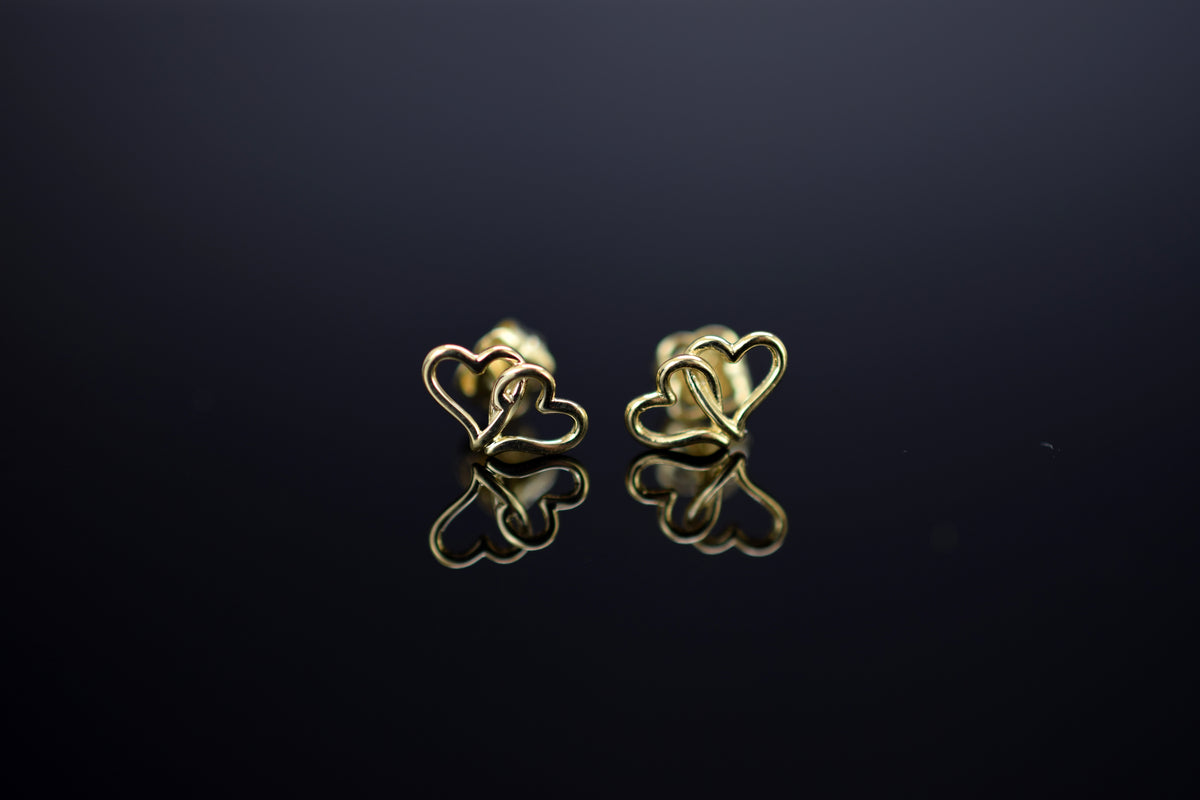 Ohrstecker Doppelherz - 585er Gold