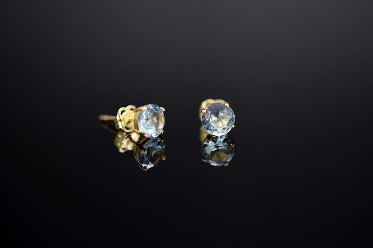 Ohrstecker Zirkonia aqua - 585er Gelbgold