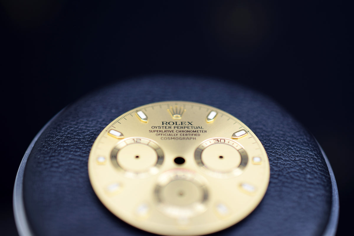 Rolex Zifferblatt &quot; Swiss-Made &quot; für Rolex Daytona Modelle mit Kaliber 4130 - Stahl/Gold, Gold - Ref.116523, 116528, 116518