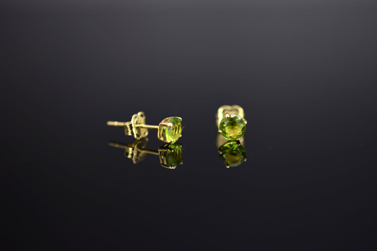 Ohrstecker Zirkonia grün - 585er Gelbgold