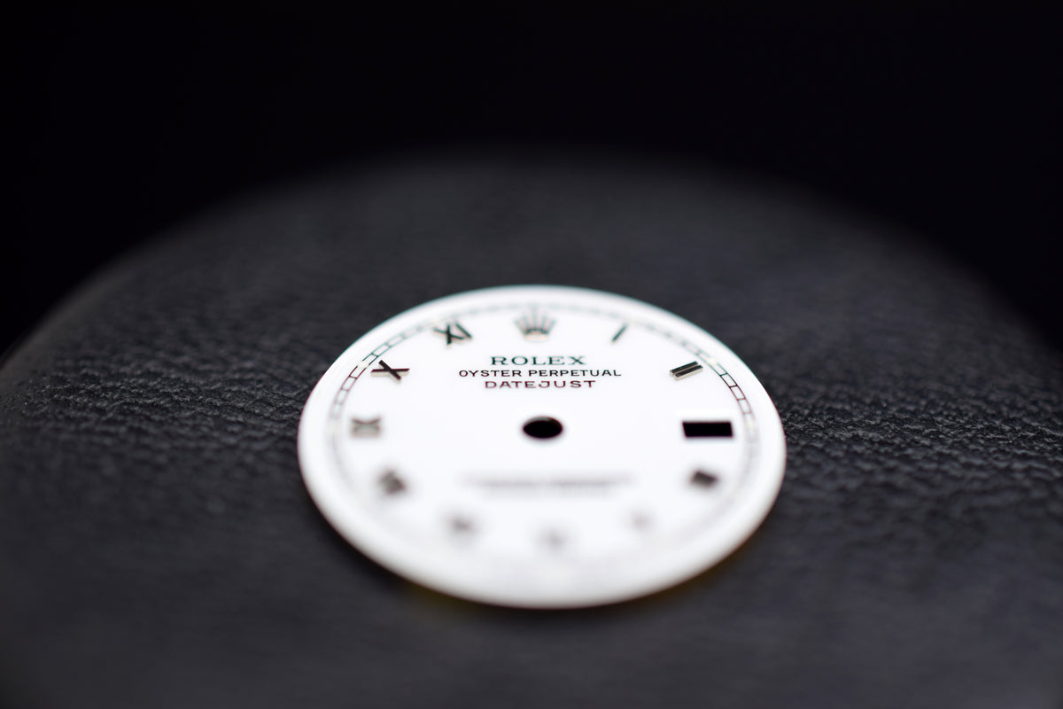 Rolex Zifferblatt &quot;T Swiss-Made T&quot; für Rolex Lady Datejust 26 Saphirglas Stahl Modelle mit Weißgold Lünette - Referenz 69174