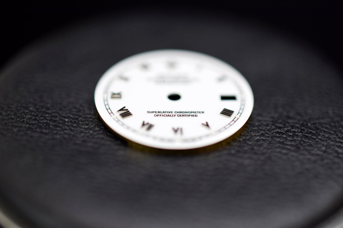 Rolex Zifferblatt &quot;T Swiss-Made T&quot; für Rolex Lady Datejust 26 Saphirglas Stahl Modelle mit Weißgold Lünette - Referenz 69174