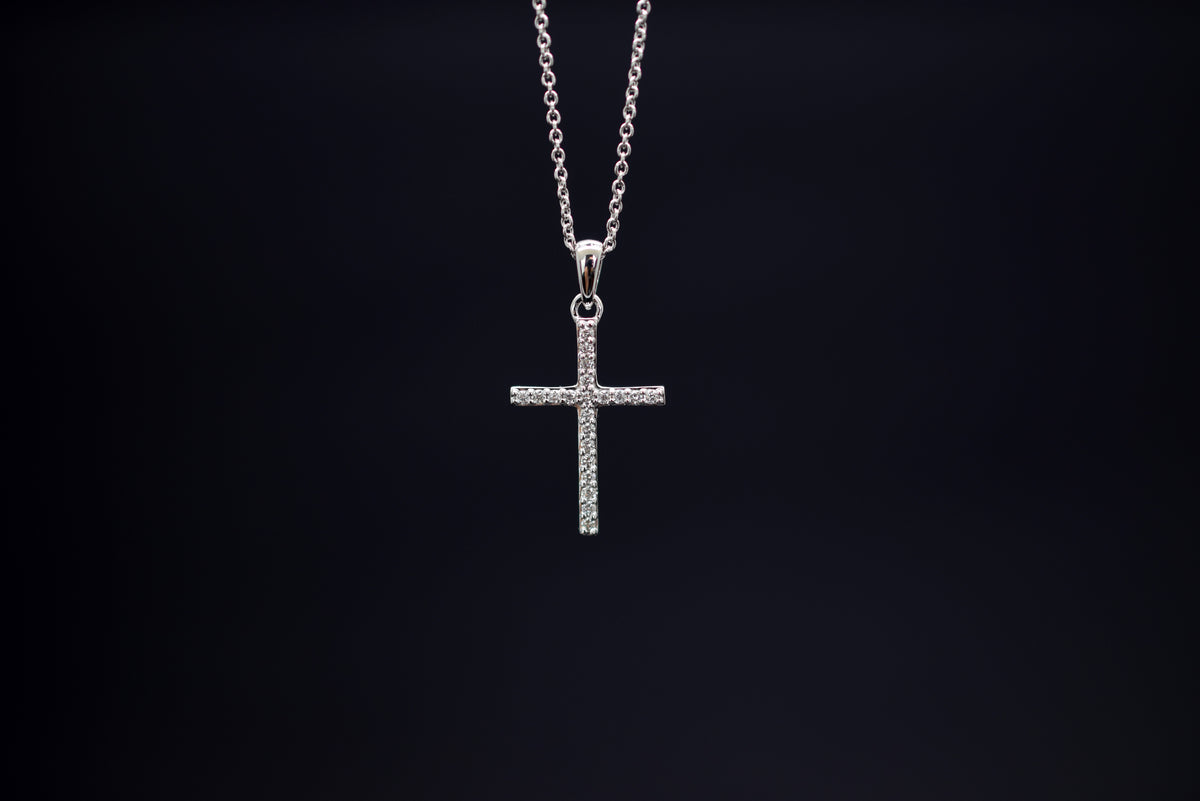 Bella Luce Halskette mit Kreuzanhänger - 585er Weißgold - ca. 0.08ct.