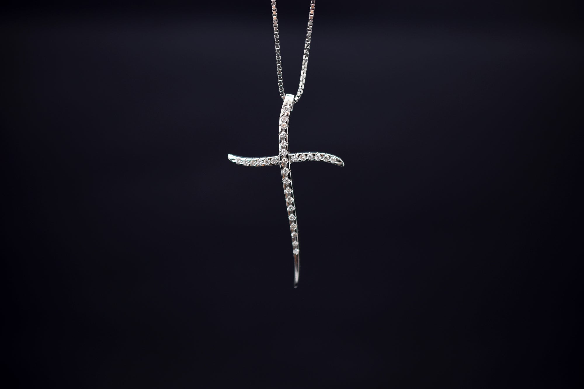 Diamant Kreuz Halskette - 750er Weißgold - ca. 0.25 ct.