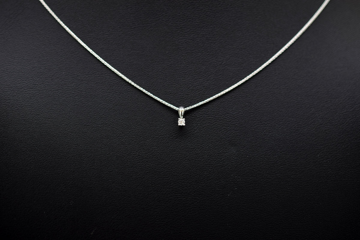 Halskette mit Diamantanhänger - 585er Weißgold - ca. 0.04 ct.