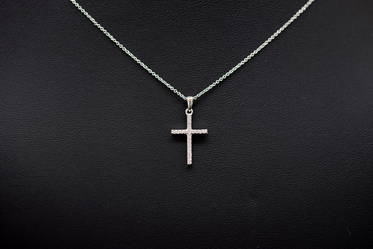 Bella Luce Halskette mit Kreuzanhänger - 585er Weißgold - ca. 0.08ct.