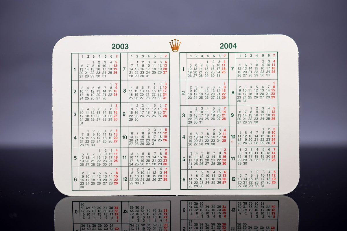 Rolex Kalender mit Lederetui &amp; Garantieübersetzung - Jahr 2003/2004